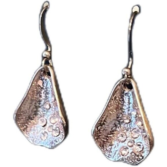 Stunning Gold Tone Pear Shaped Pierced Earrings with Rhinestones - Picture 3 of 4